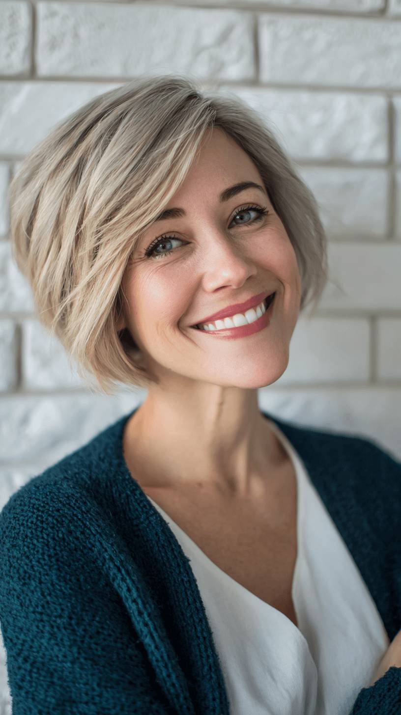 Modern Grey Bob with Soft Layers and Natural Movement