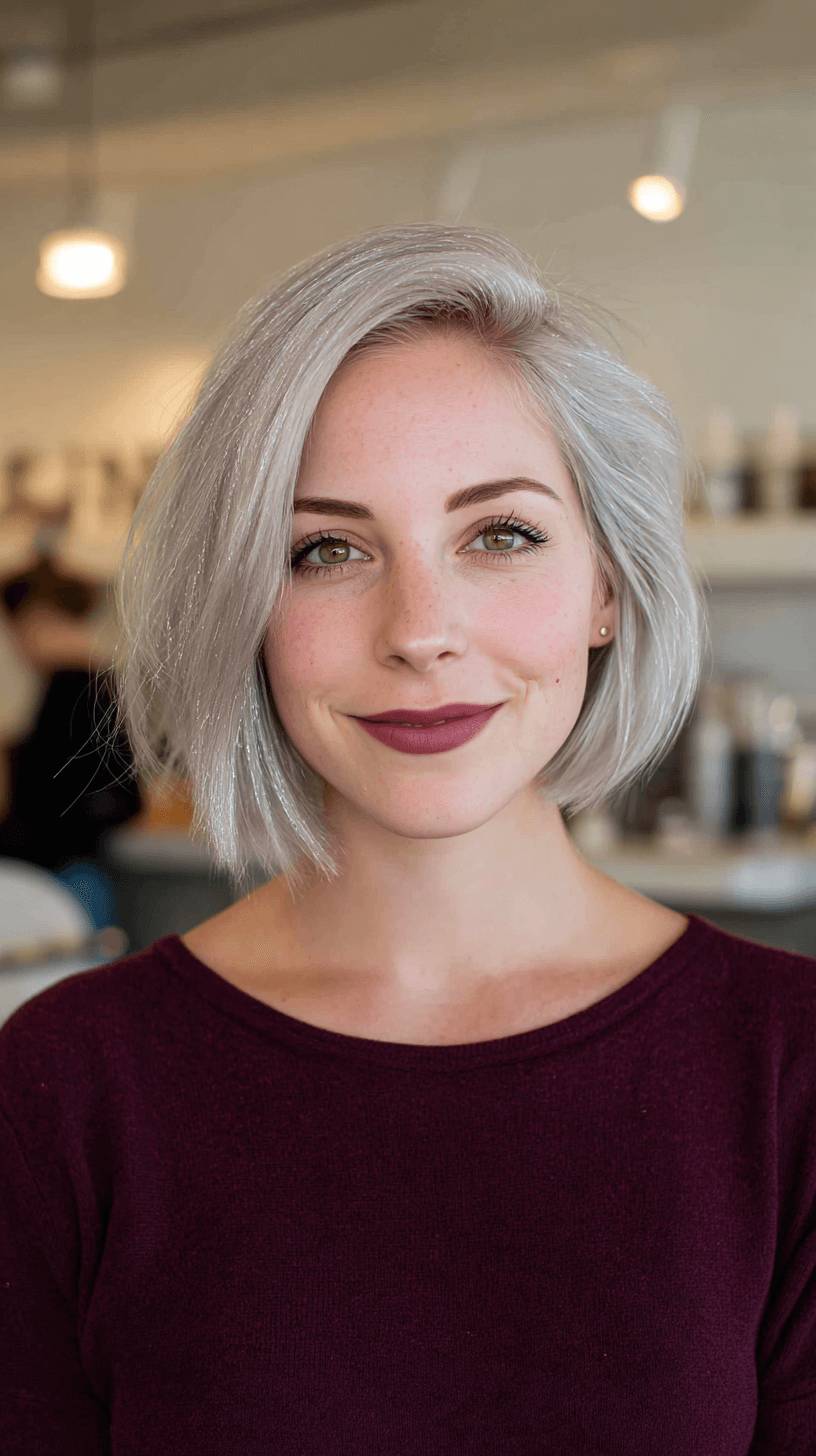 Modern Grey Bob with Soft Textured Layers