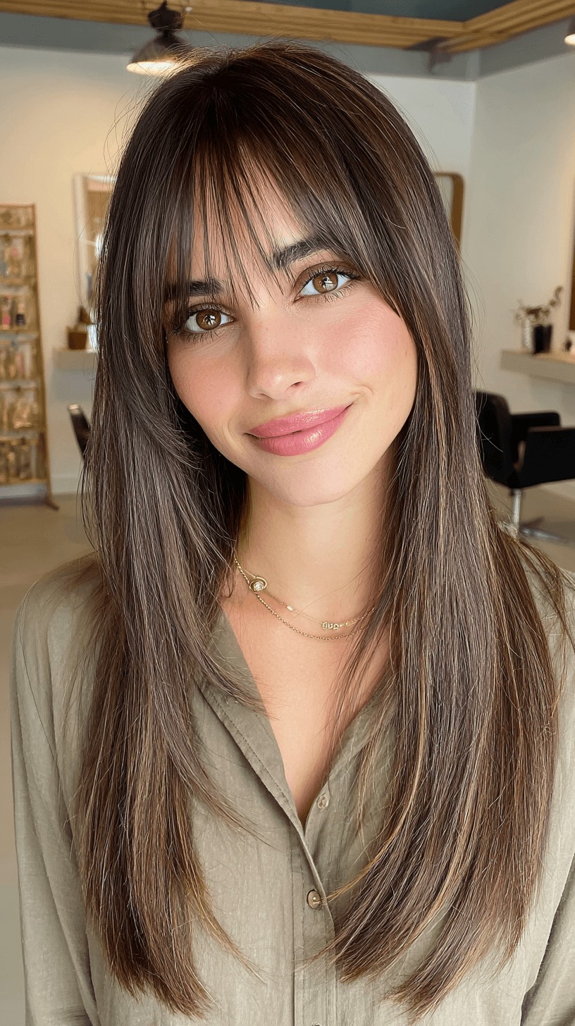 Modern Long Layered Cut with Soft Curtain Bangs