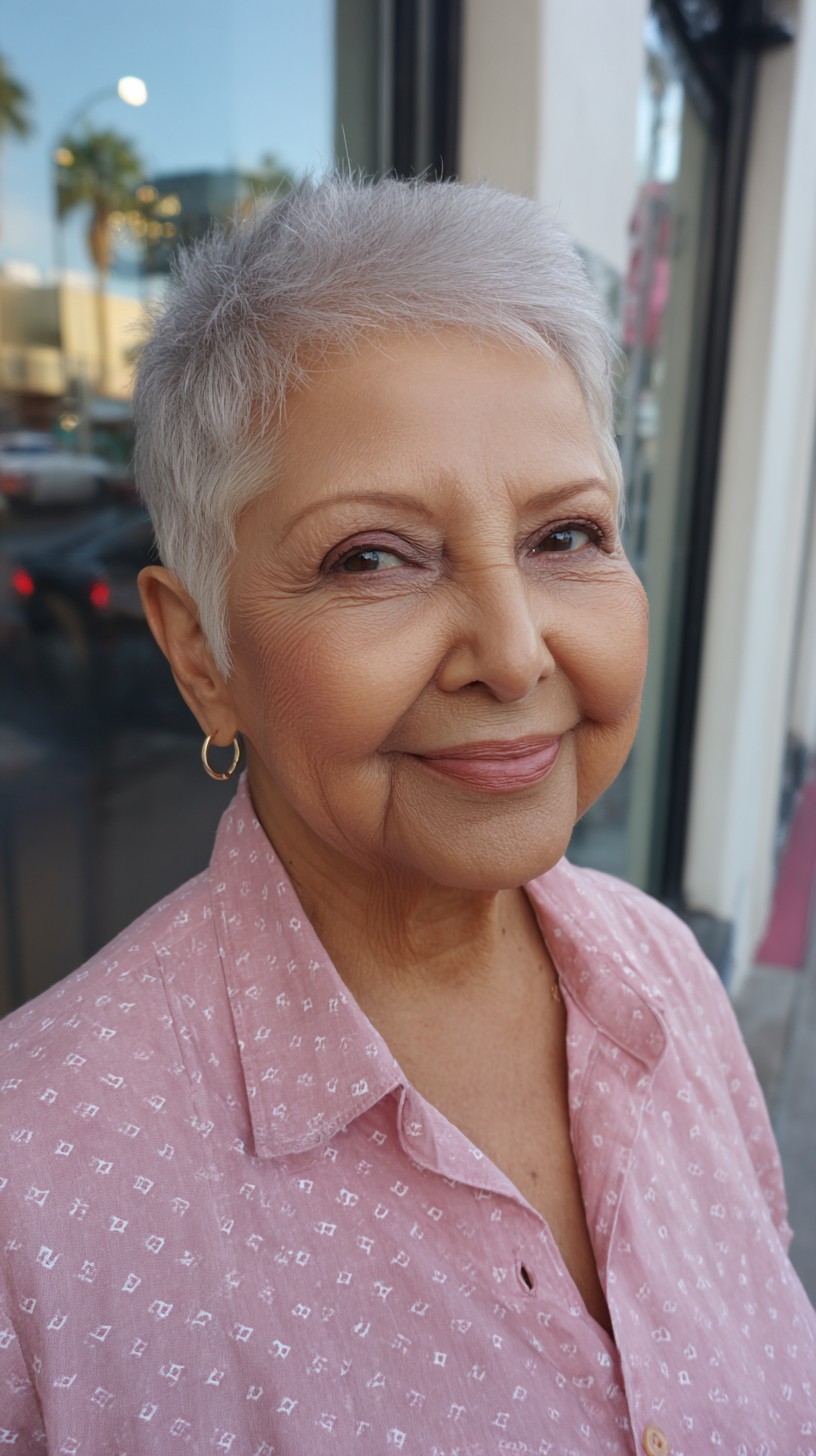 Modern Short Silver Pixie Cut with Textured Layers