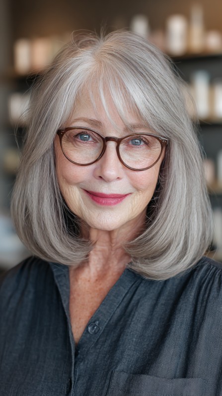 Modern Silvery Lob with Soft Layers