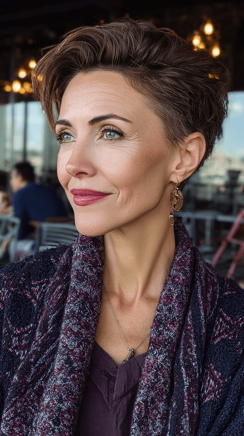 Modern Textured Pompadour Pixie Cut with Defined Layers
