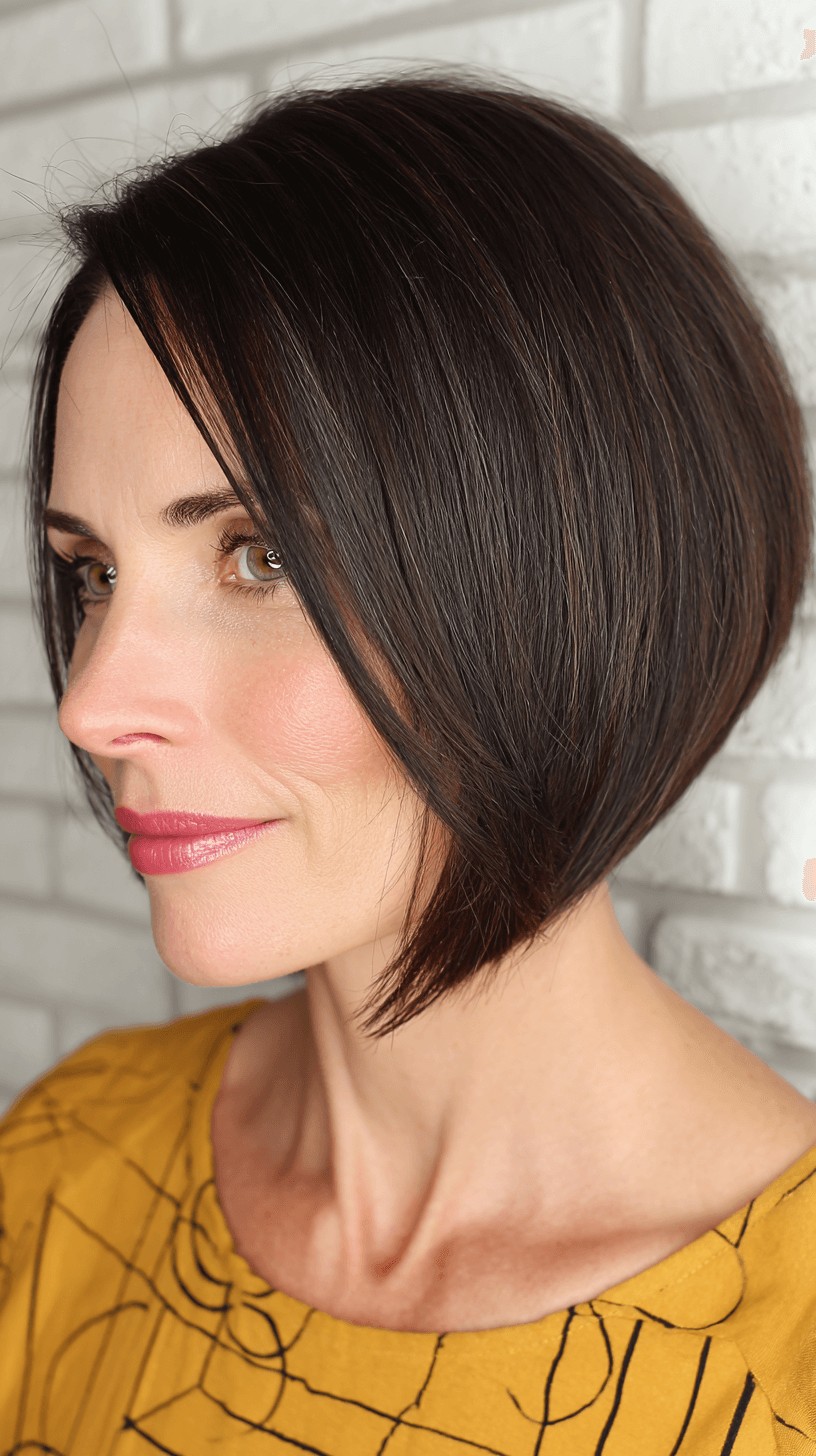 Modern Textured Slope Bob with Subtle Ash Highlights
