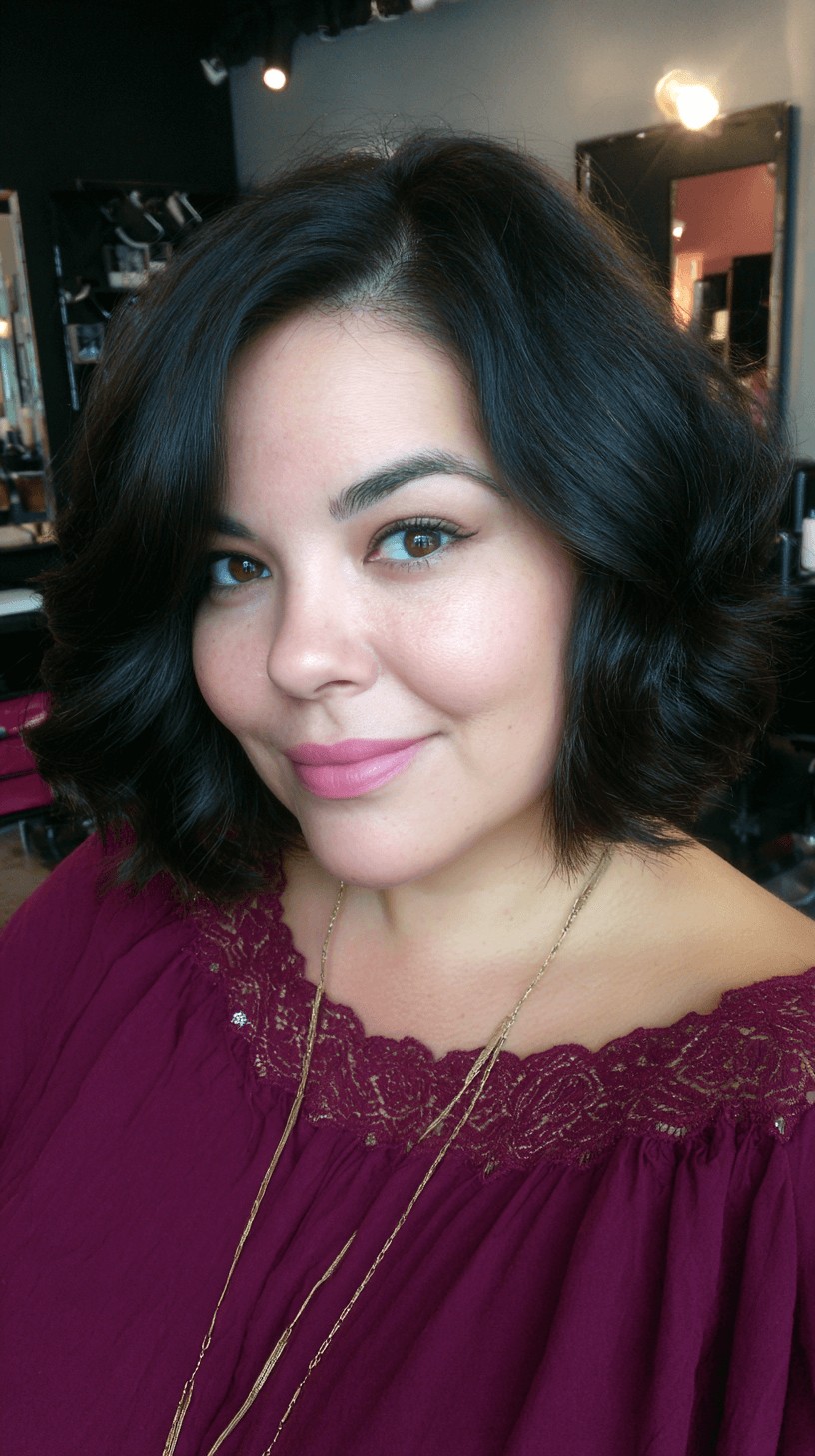 Modern Voluminous French Bob with Defined Curls
