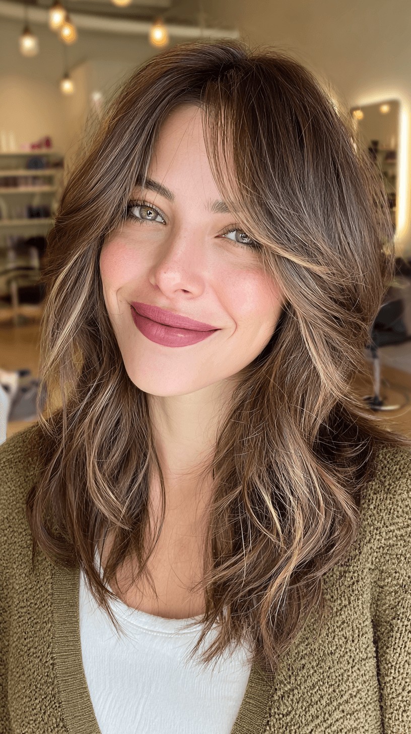 Playful Layered Cut with Face-Framing Bangs