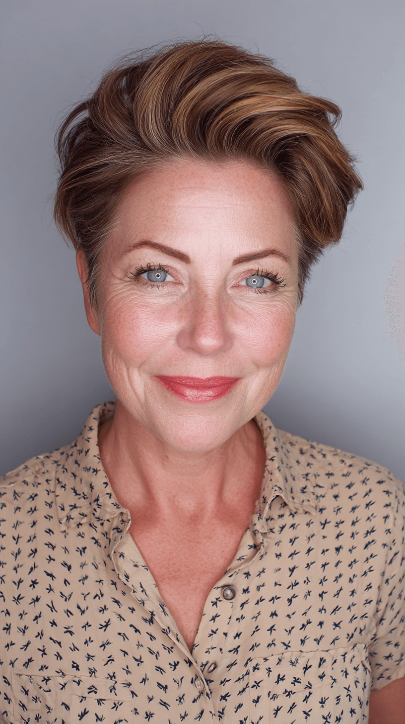 Playful Textured Pompadour Pixie Cut with Bold Highlights