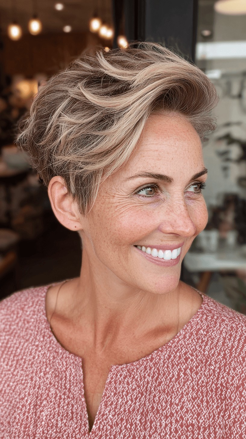 Playful Textured Pompadour Pixie Cut