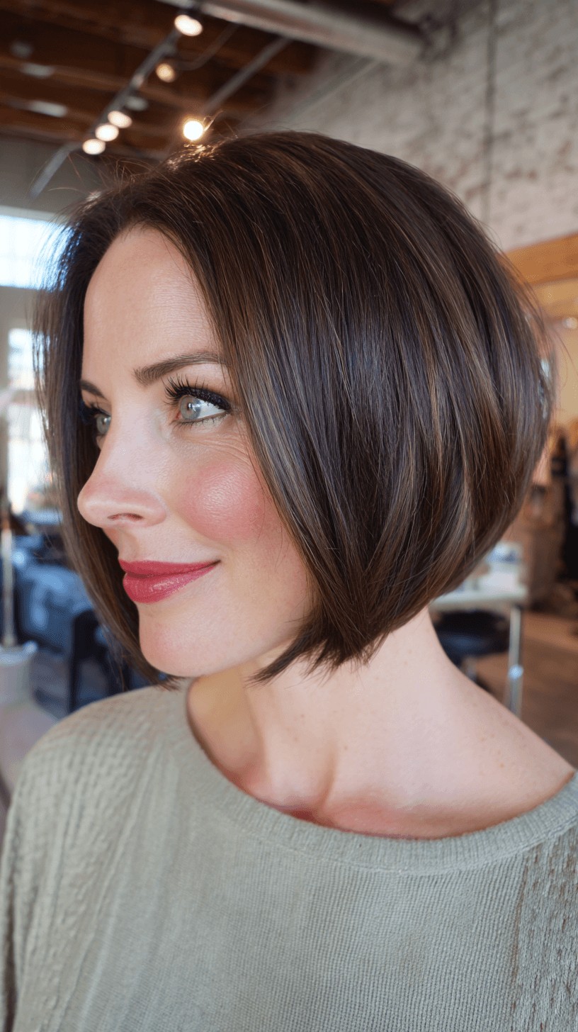Sleek A-Line Bob with Subtle Highlights