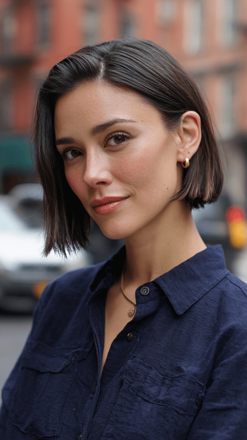 Sleek Blunt Bob with Subtle Textured Ends