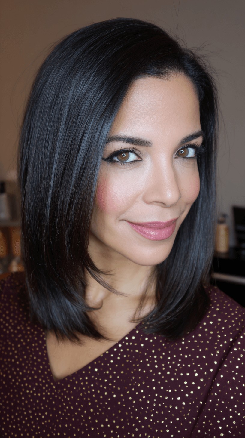 Sleek Blunt Mid-Length Cut with Subtle Angles