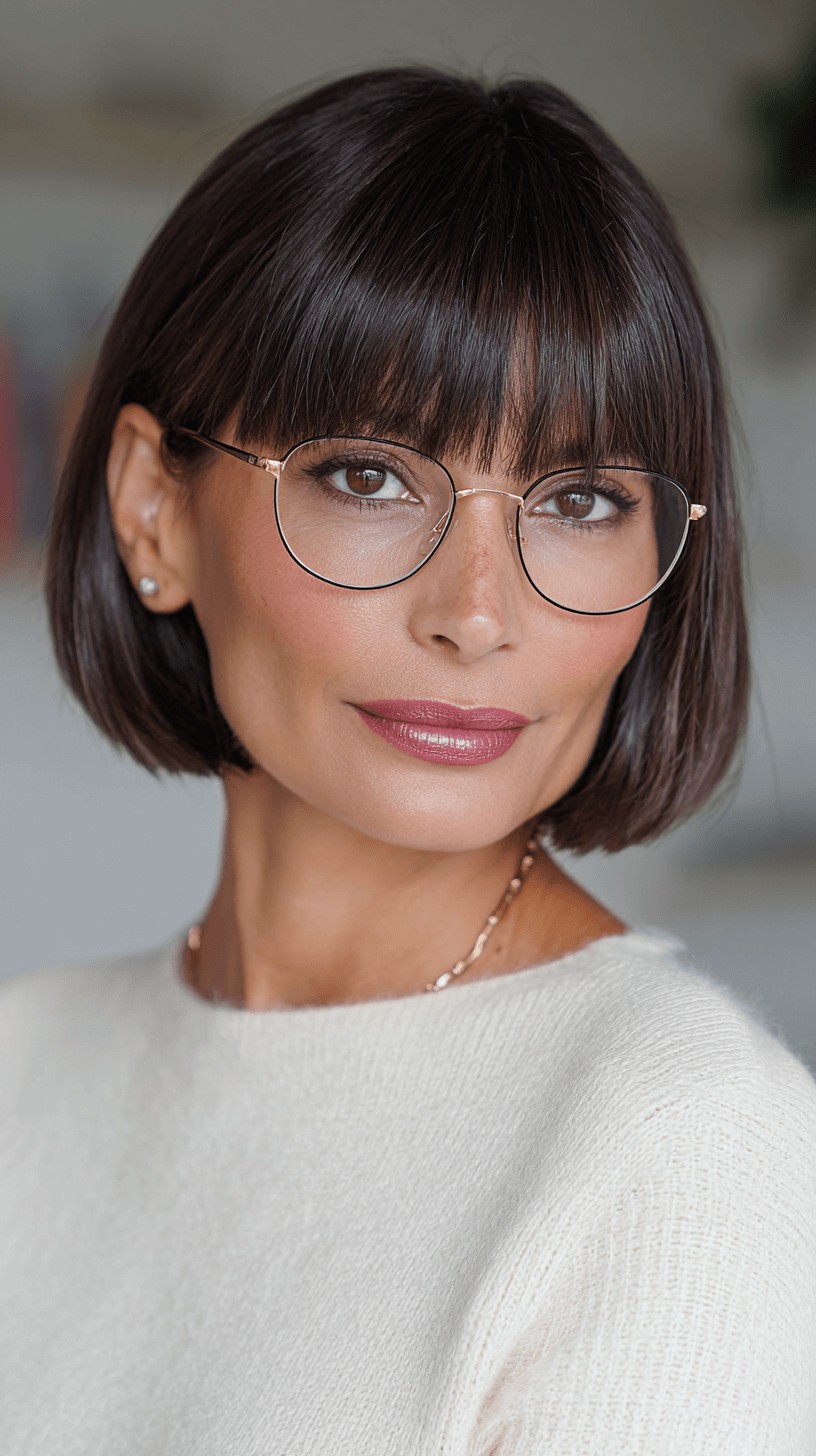 Sleek Chin-Length Bob with Straight Bangs