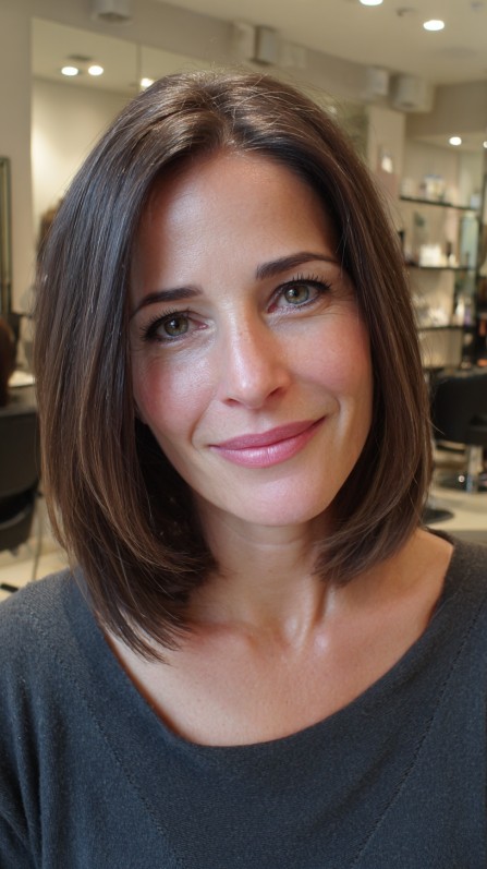 Sleek Modern Blunt Cut with Subtle Face Framing