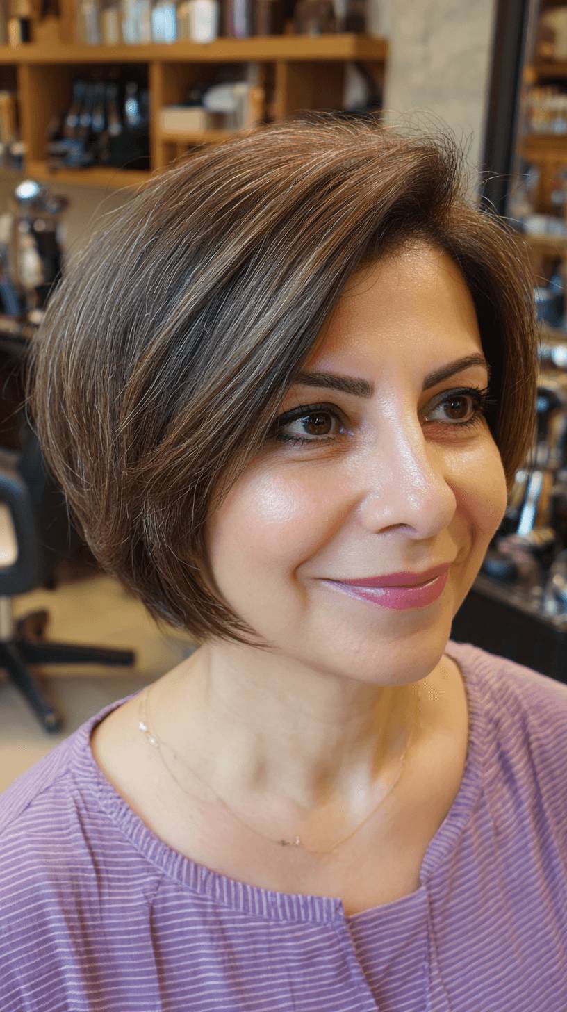 Sleek Textured Bob with Subtle Highlights