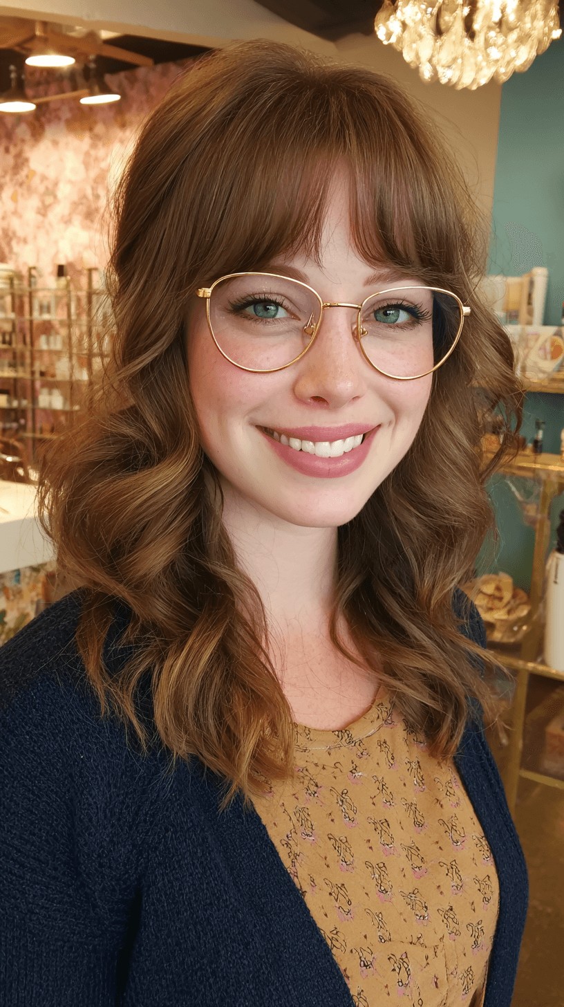 Soft Curly Layers with Playful Bangs