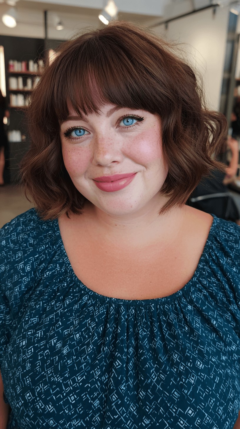 Soft Textured Bob with Full Fringe Bangs