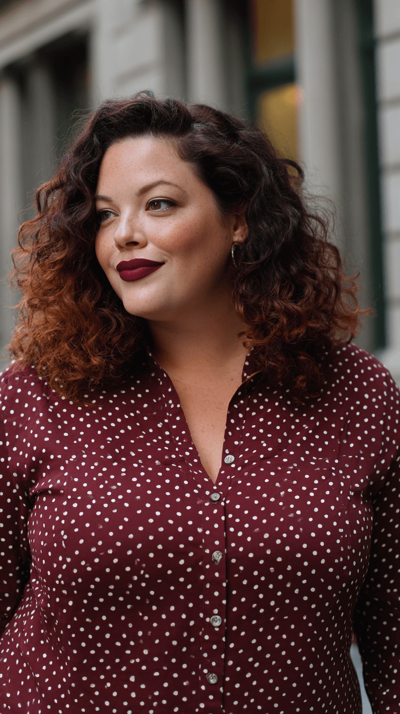 Softly Defined Curly Lob with Rich Color Contrast