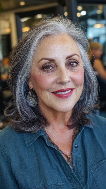 Softly Layered Gray Cut with Gentle Waves