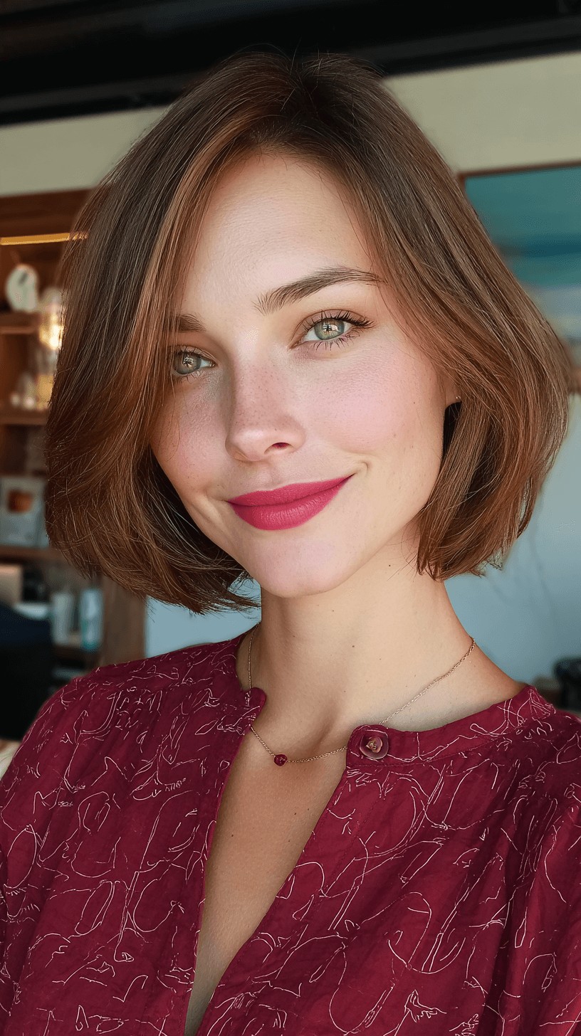 Softly Textured French Bob with Subtle Highlights