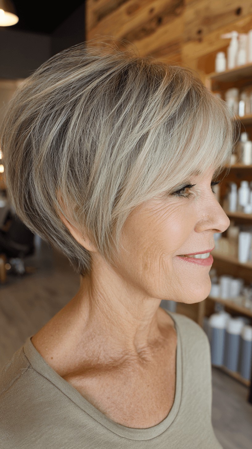 Softly Textured Light Blonde Pixie Bob with Subtle Layers