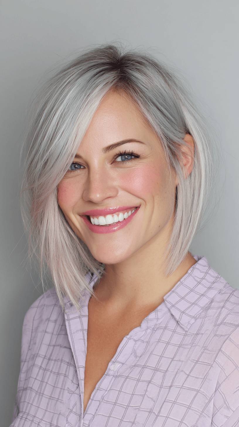 Stylish Grey Bob with Subtle Face-Framing Layers