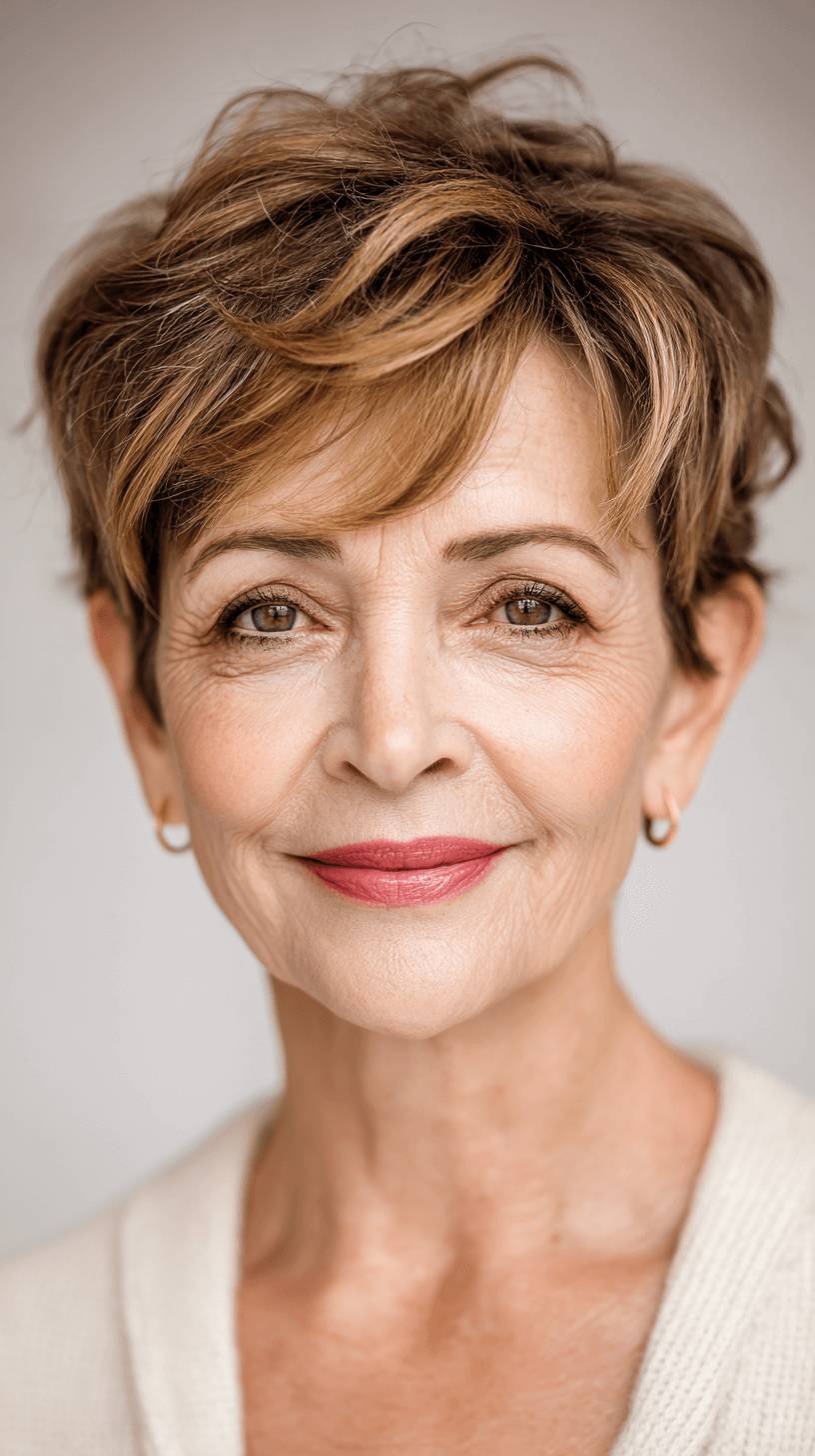 Stylish Textured Short Cut with Side-Swept Bangs