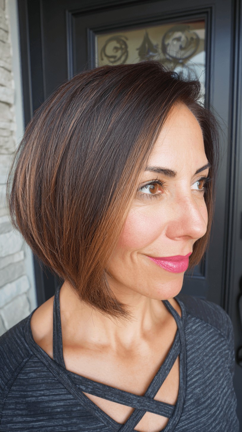Stylish Textured Slope Bob with Warm Undertones