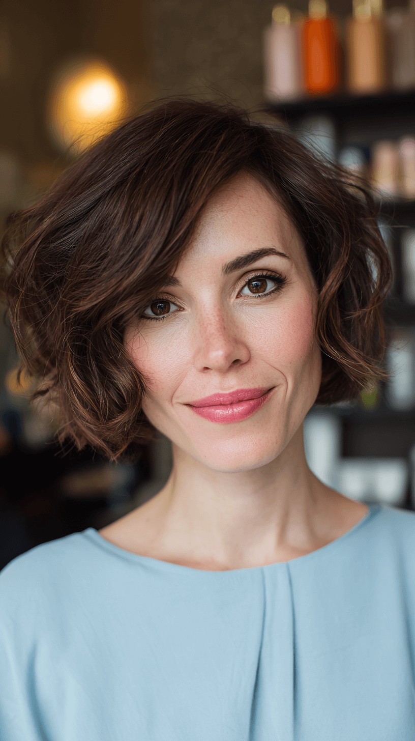 Textured French Bob with Defined Curls