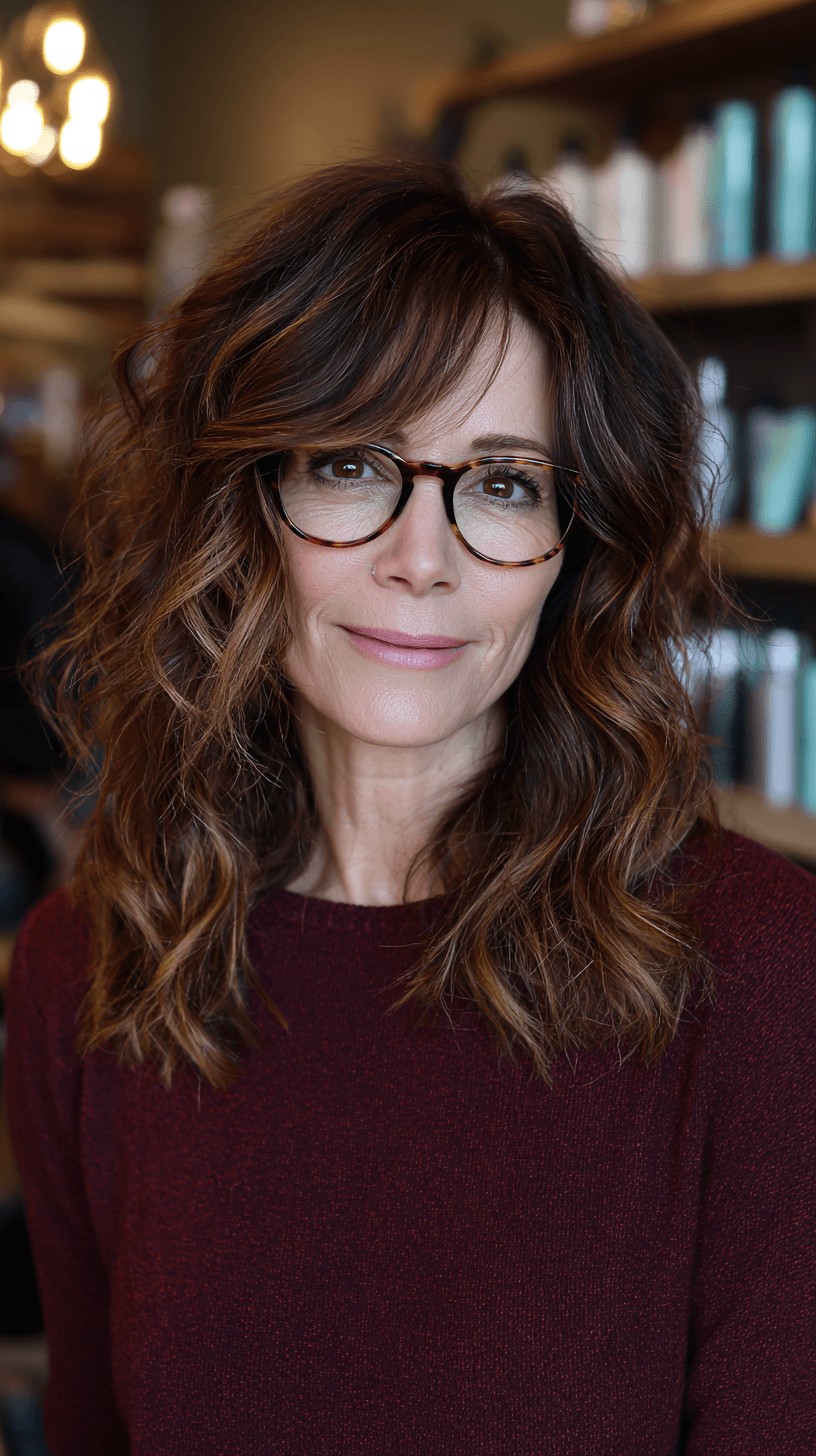 Textured Medium-Length Waves with Subtle Highlights