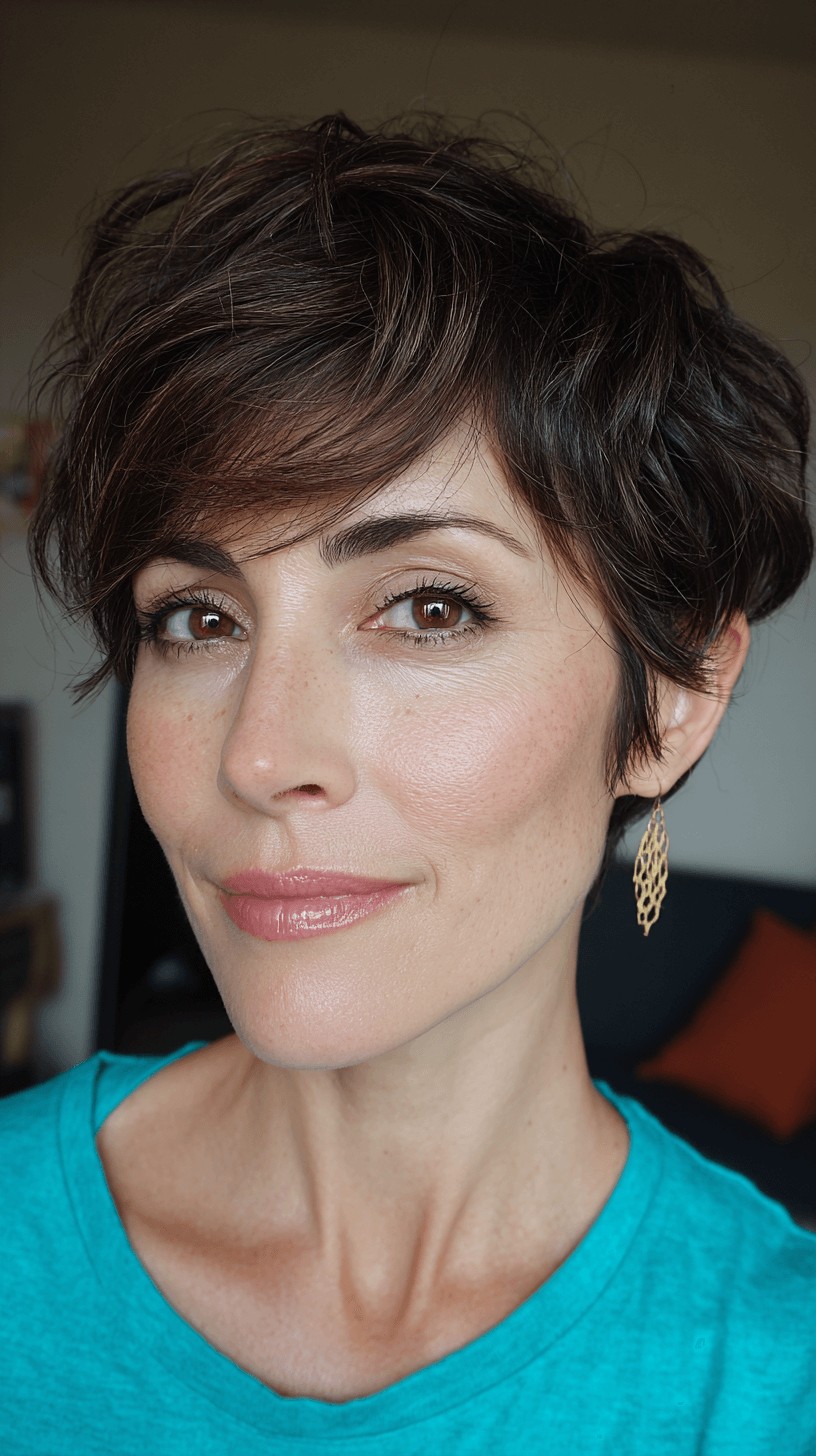 Textured Pixie Cut with Side-Swept Bangs