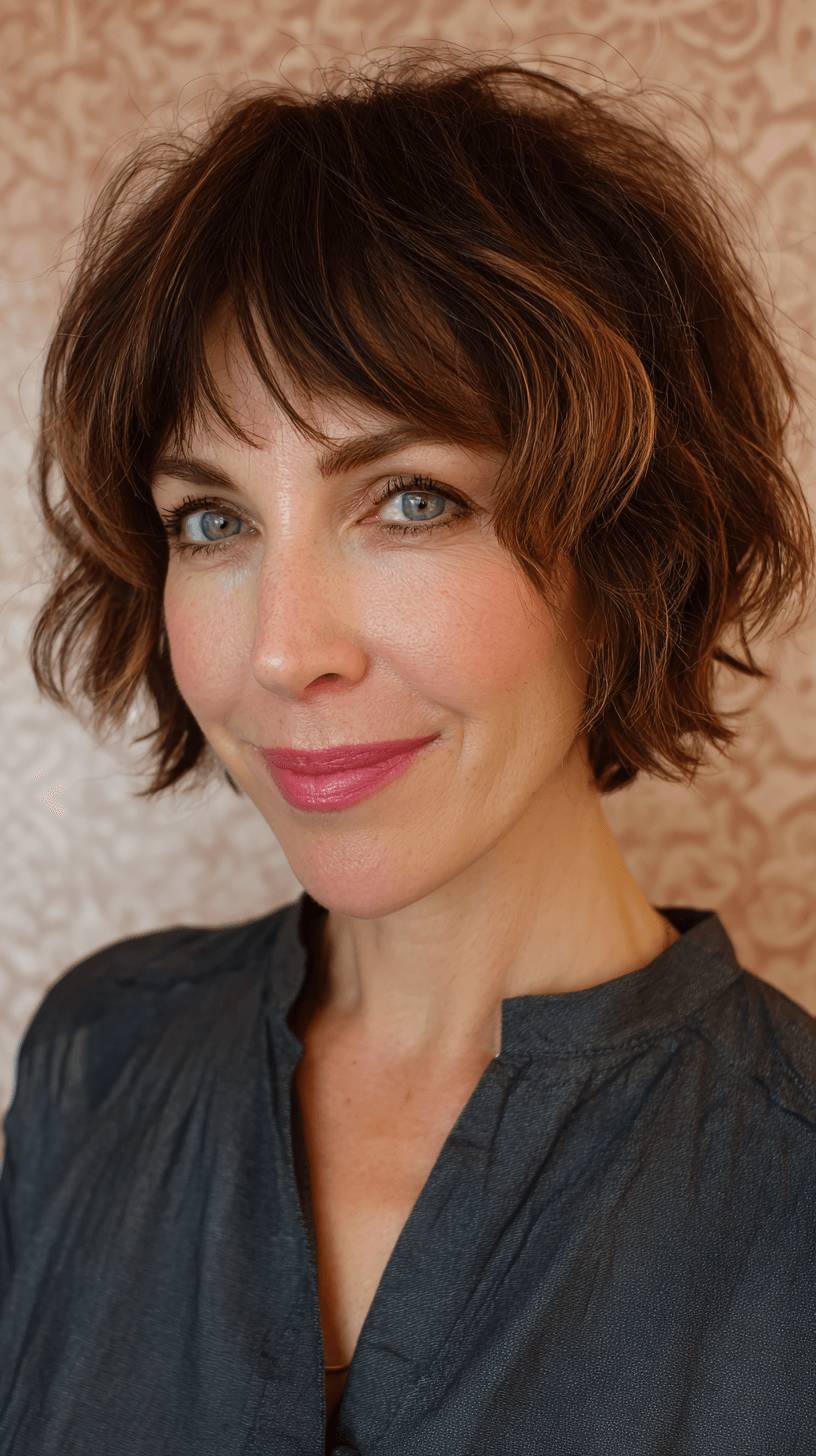 Textured Shaggy Bob with Playful Waves