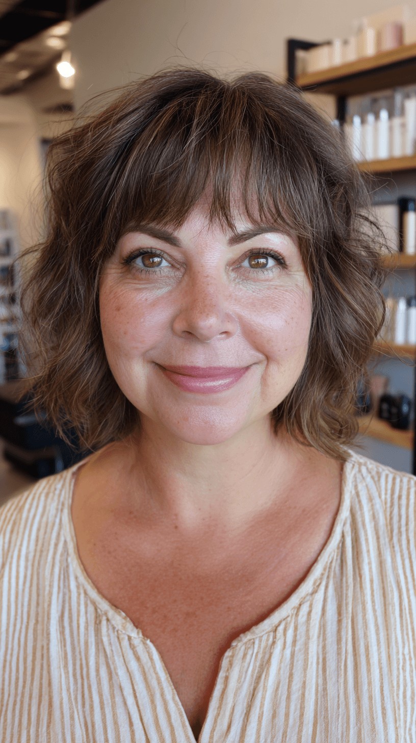 Textured Short Bob with Soft Bangs