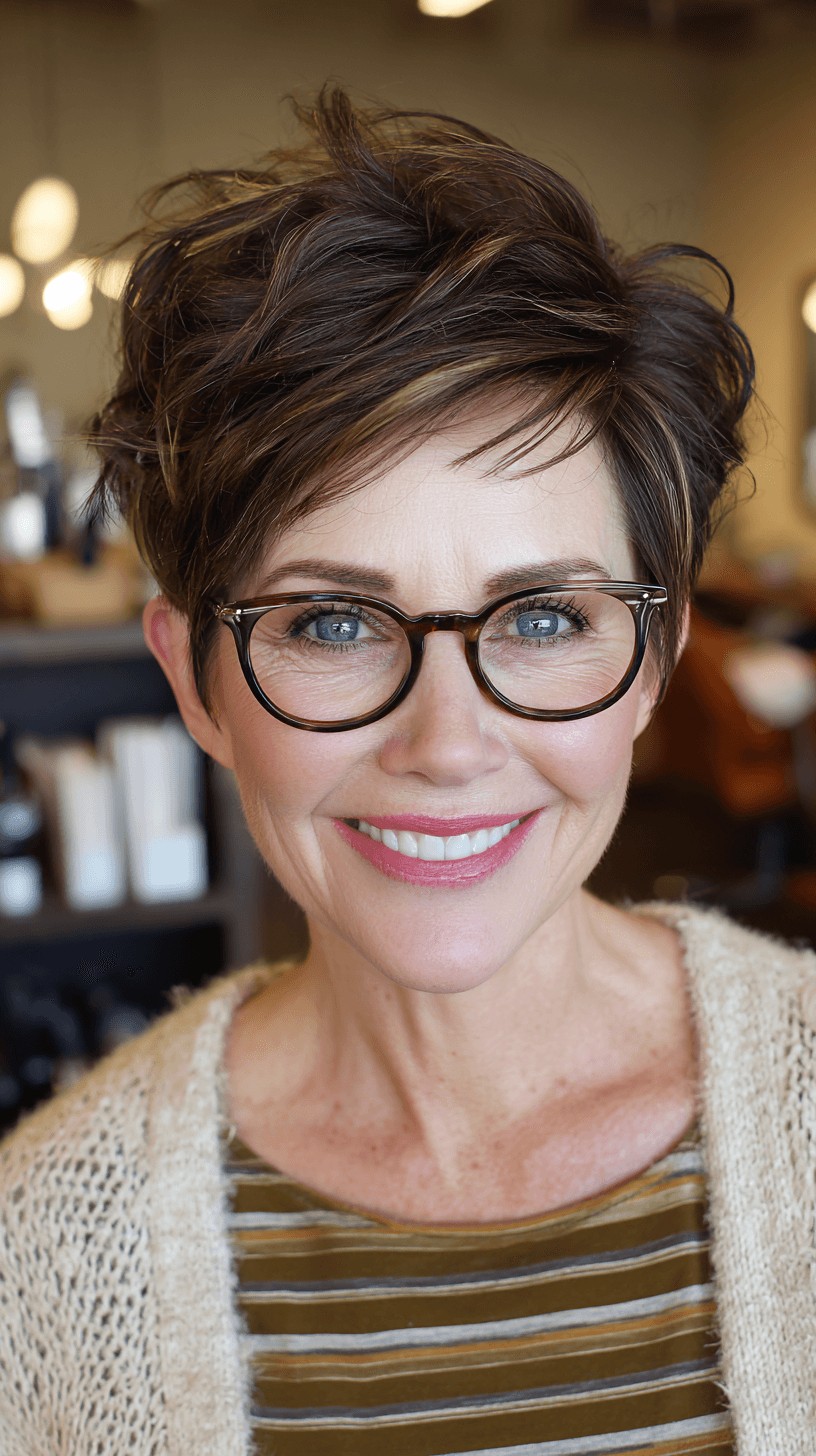 Textured Short Pixie Cut with Subtle Highlights