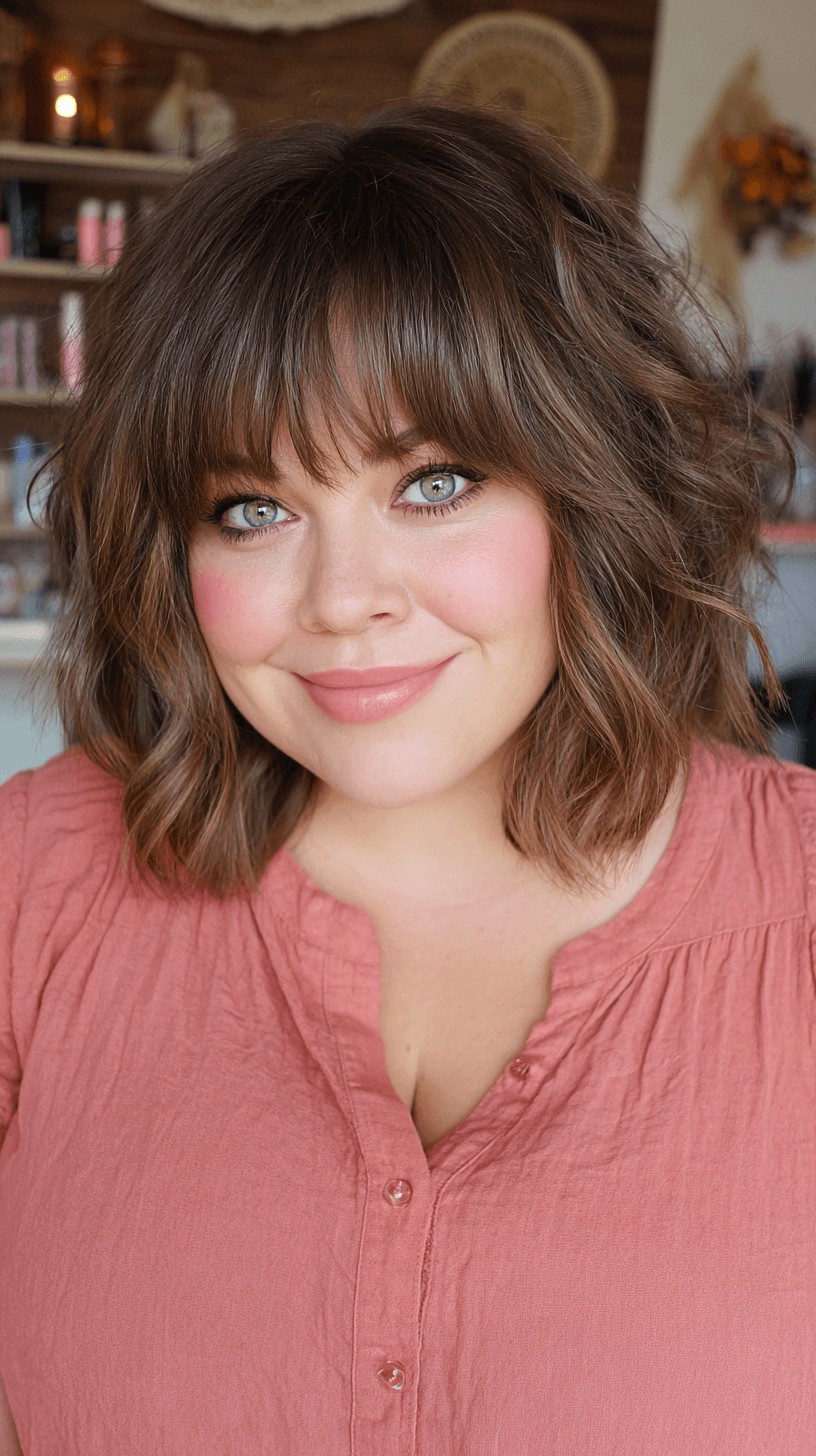 Textured Shoulder-Length Cut with Soft Bangs