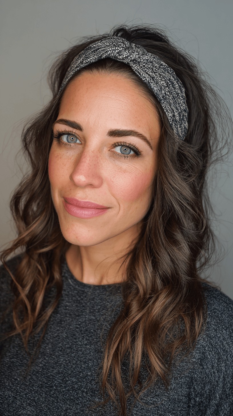 Textured Shoulder-Length Waves with a Stylish Headband