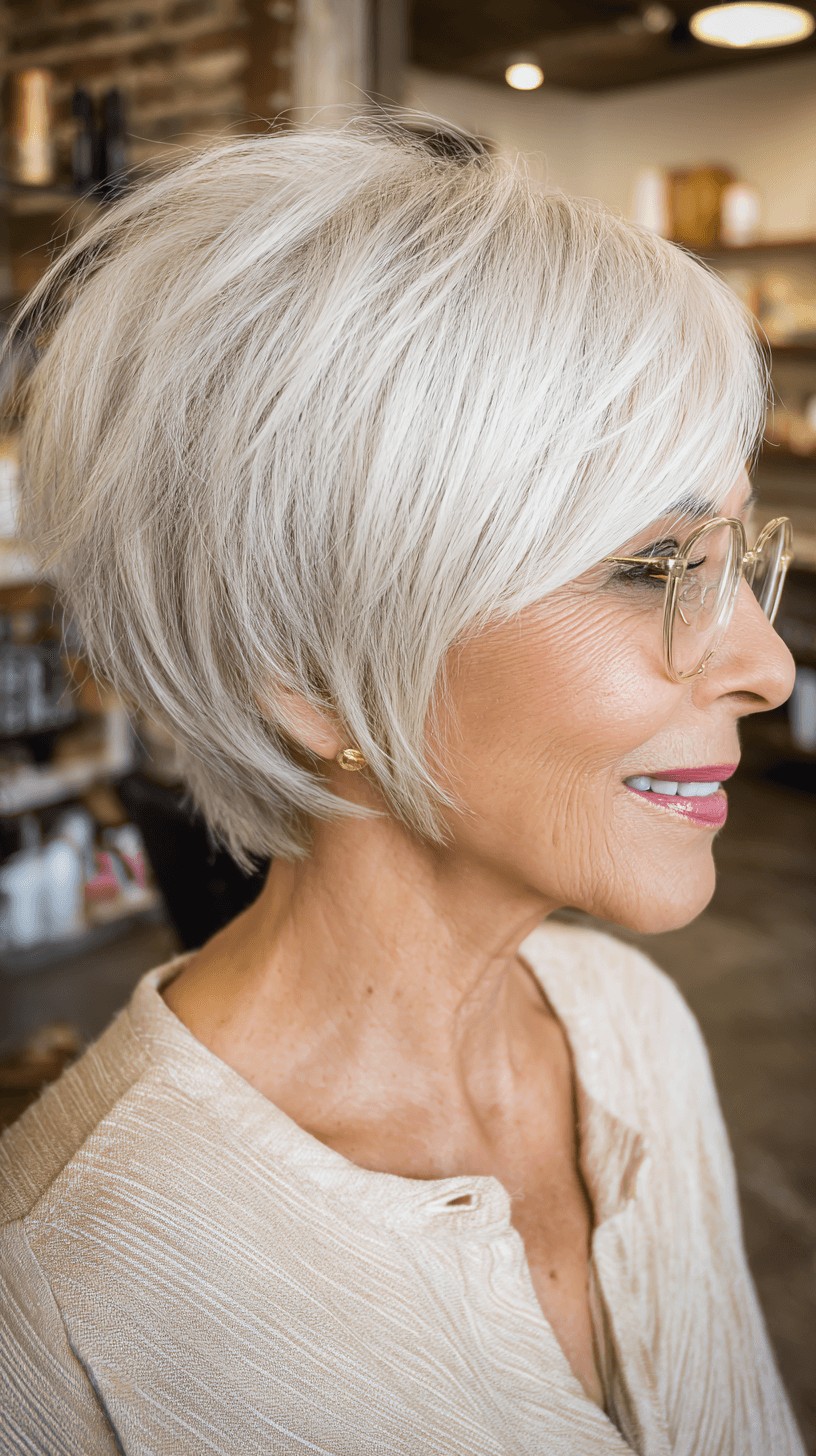Textured Silver Pixie Bob with Layered Volume