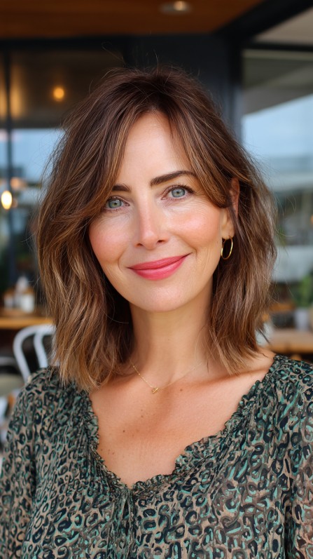 Textured Wavy Shoulder-Length Cut with Soft Layers