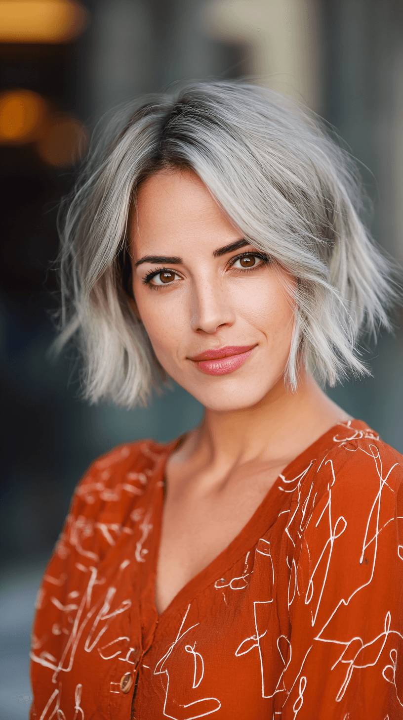 Trendy Soft Grey Bob with Effortless Waves