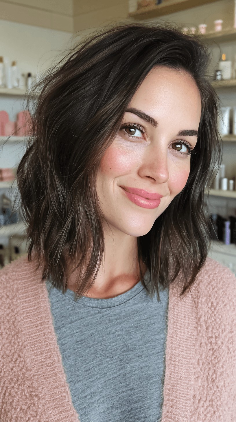Trendy Textured Mid-Length Cut with Soft Waves