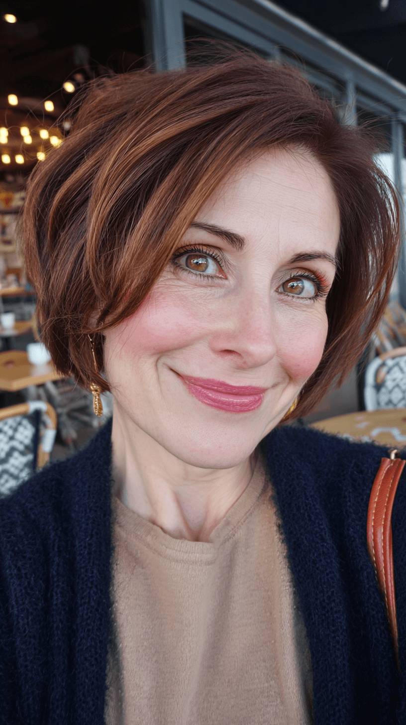 Warm Auburn Textured Bob with Subtle Layers