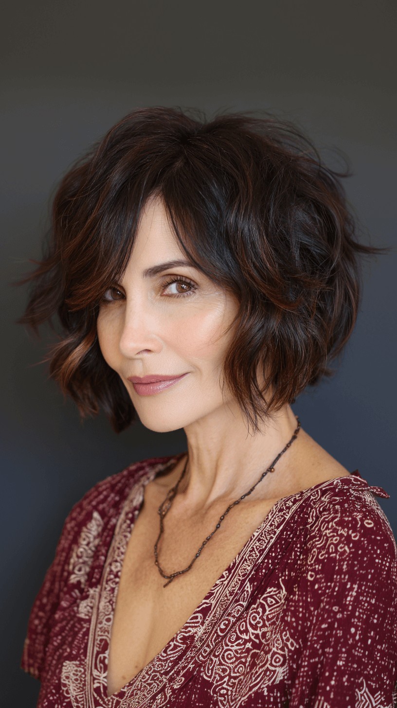 Textured Wavy Bob with Subtle Highlights