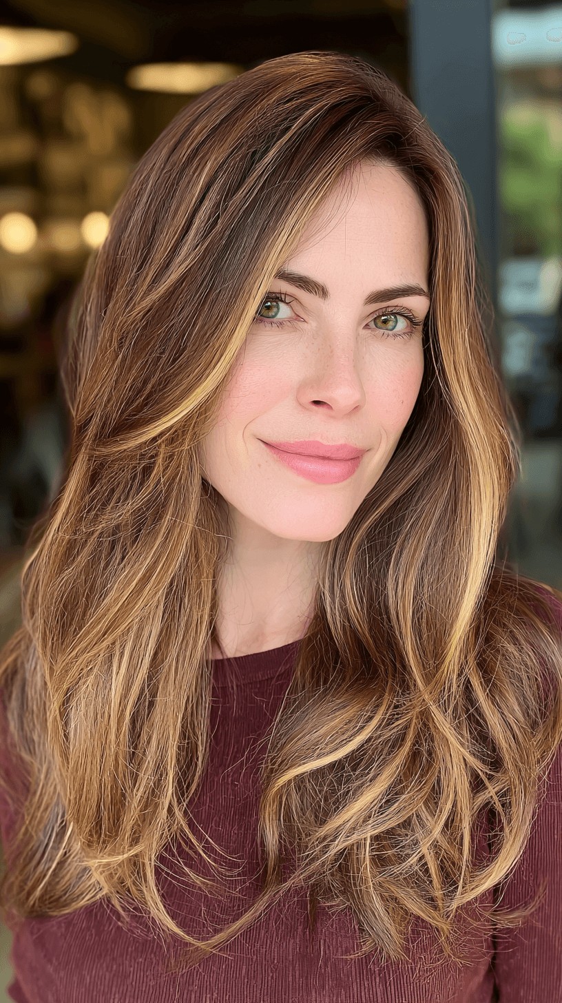 Beautiful Long Layered Haircut with Sun-Kissed Highlights