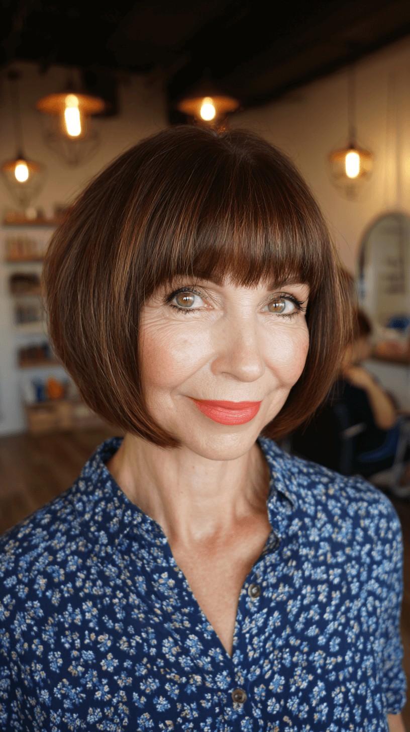 Bold Rounded Pageboy Bob with Textured Bangs
