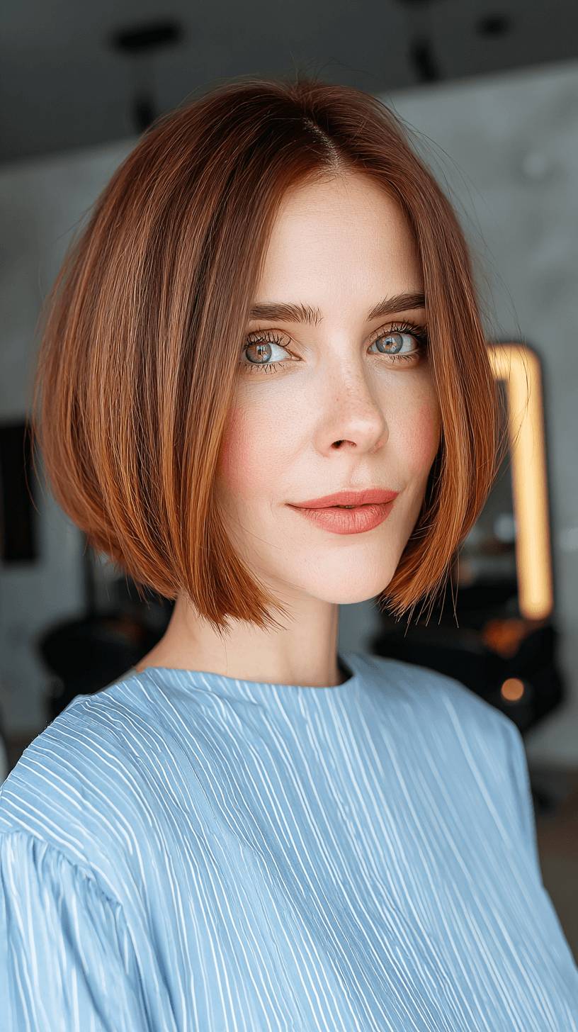 Chic Blunt Bob with Subtle Warm Undertones