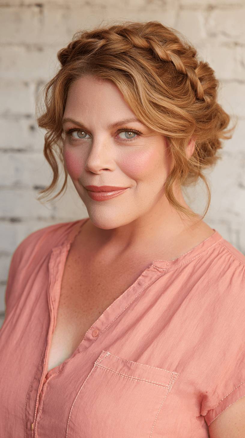 Chic Braided Updo with Soft Waves