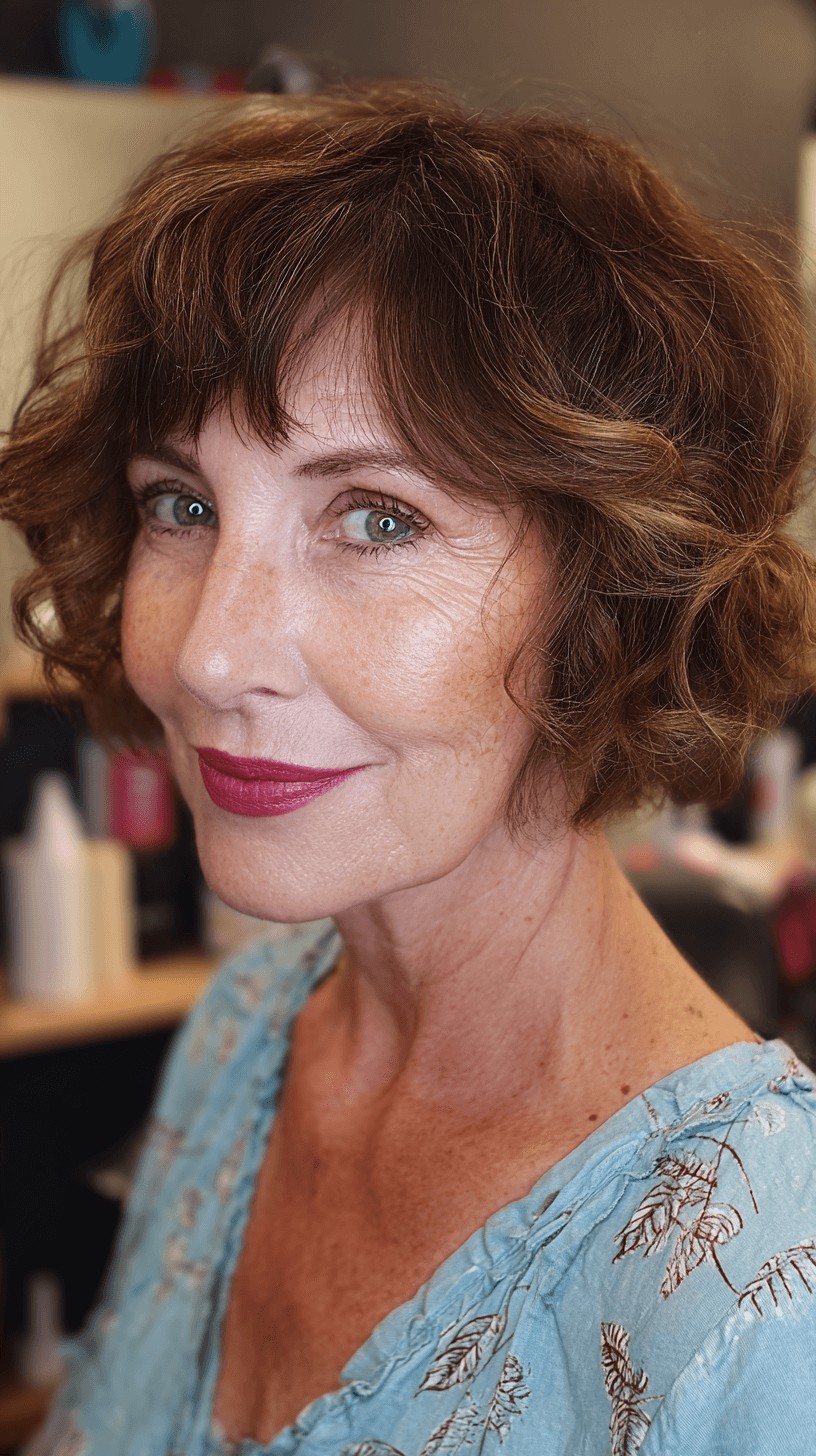 Chic Curly Bob with Soft Layers