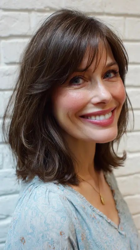 Chic Layered Cut with Face-Framing Bangs