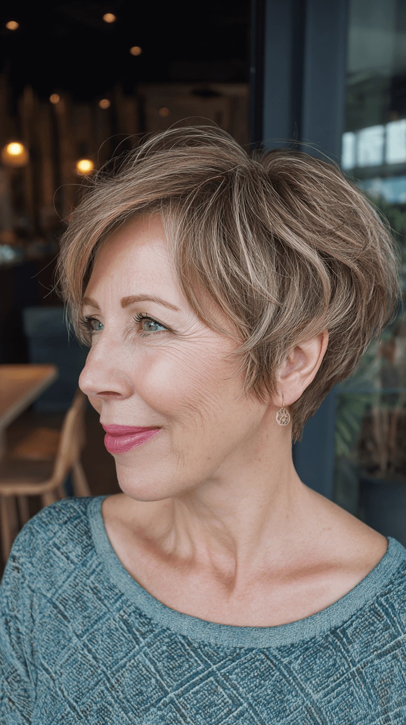 Chic Layered Pixie Cut with Subtle Highlights