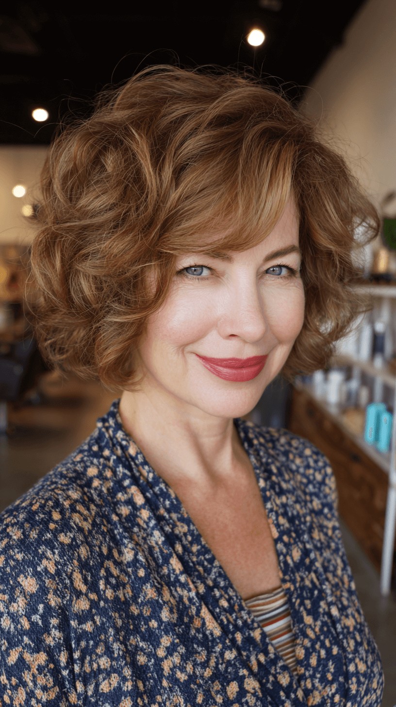 Chic Retro-Inspired Voluminous Curly Bob