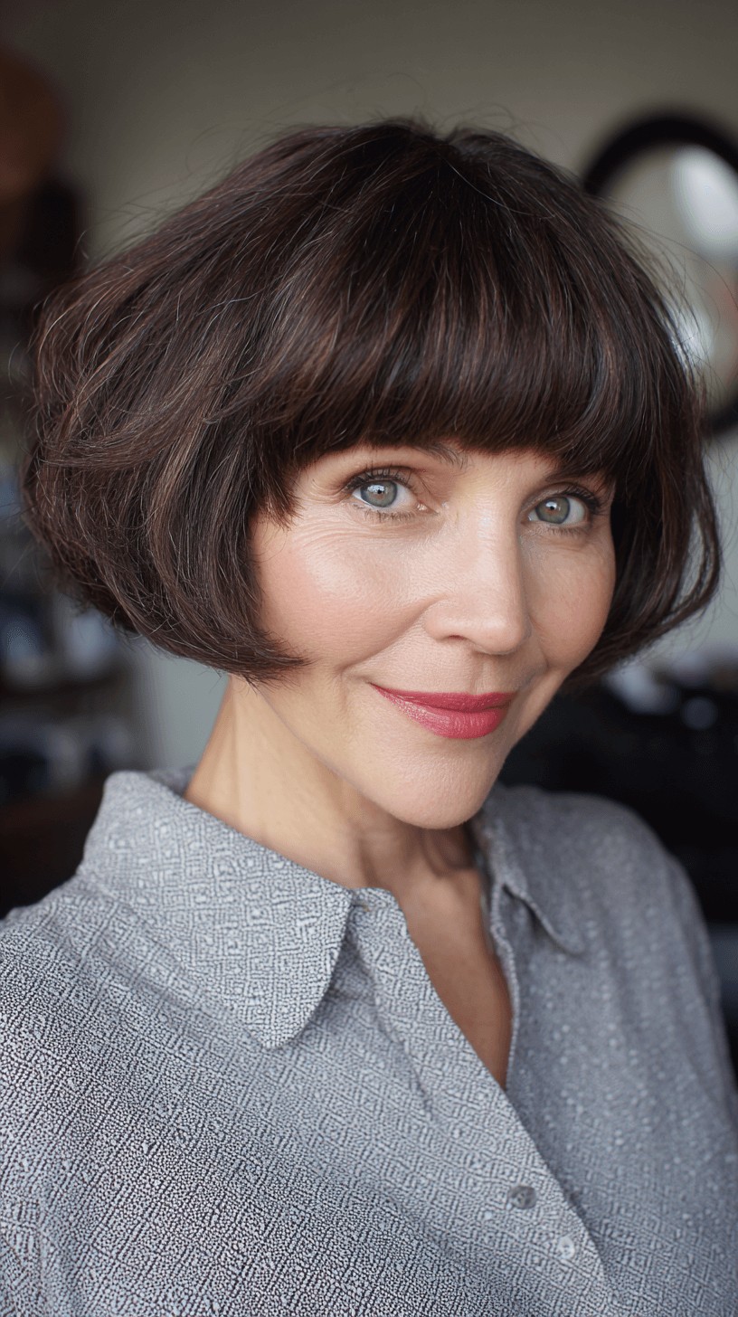 Chic Rounded Bob with Soft Fringe