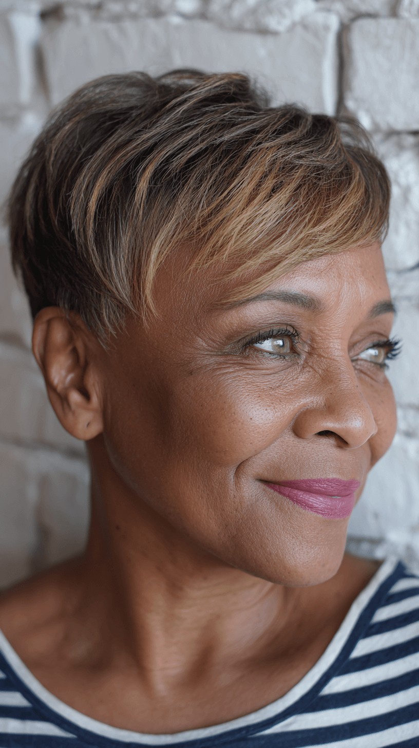 Chic Short Layered Pixie Cut with Subtle Caramel Highlights